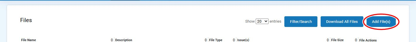 Files page with the Add File(s) button highlighted